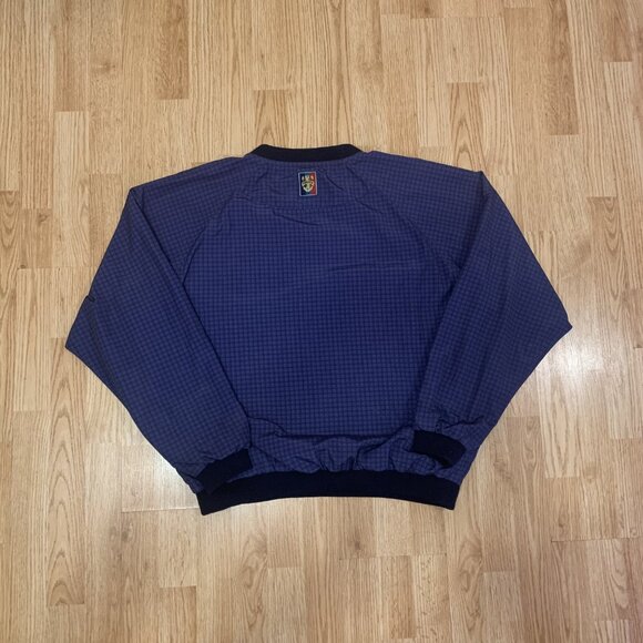 VTG Sunice Golf Pullover Sweater Mens Large Blue Plaid Windbreaker Long Sleeve - Picture 9 of 12